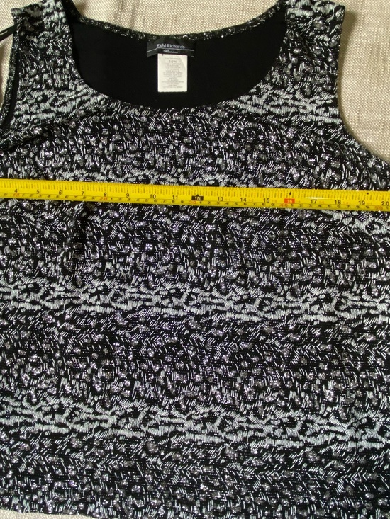 R&M Richards Vintage Black Silver Glitter Holiday Party Tank Camisole- Sz-18W - Picture 12 of 14